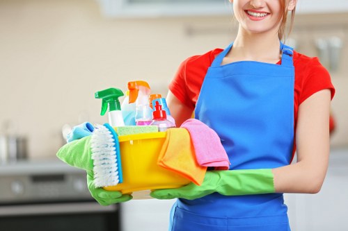 Carpet cleaner preparing equipment with safety awareness