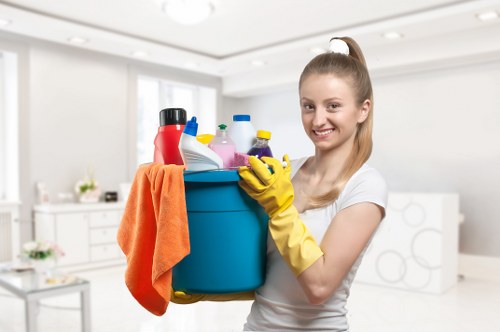 Staff checking a carpet cleaning area during a risk assessment